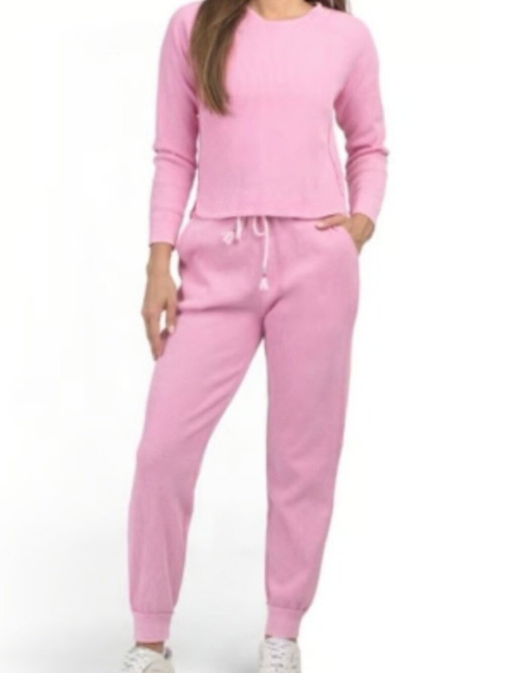 ANTHROPOLOGIE SUNNYSIDE BY SUNDRY TULIP PINK THERMAL PANTS TOP LOUNGE SET MEDIUM